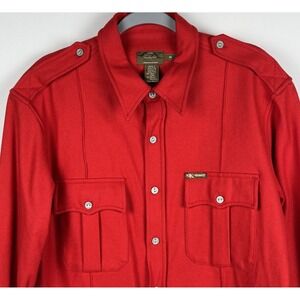 VTG Calvin Klein Khakis Red Wool Blend‎ Button Down Size Medium